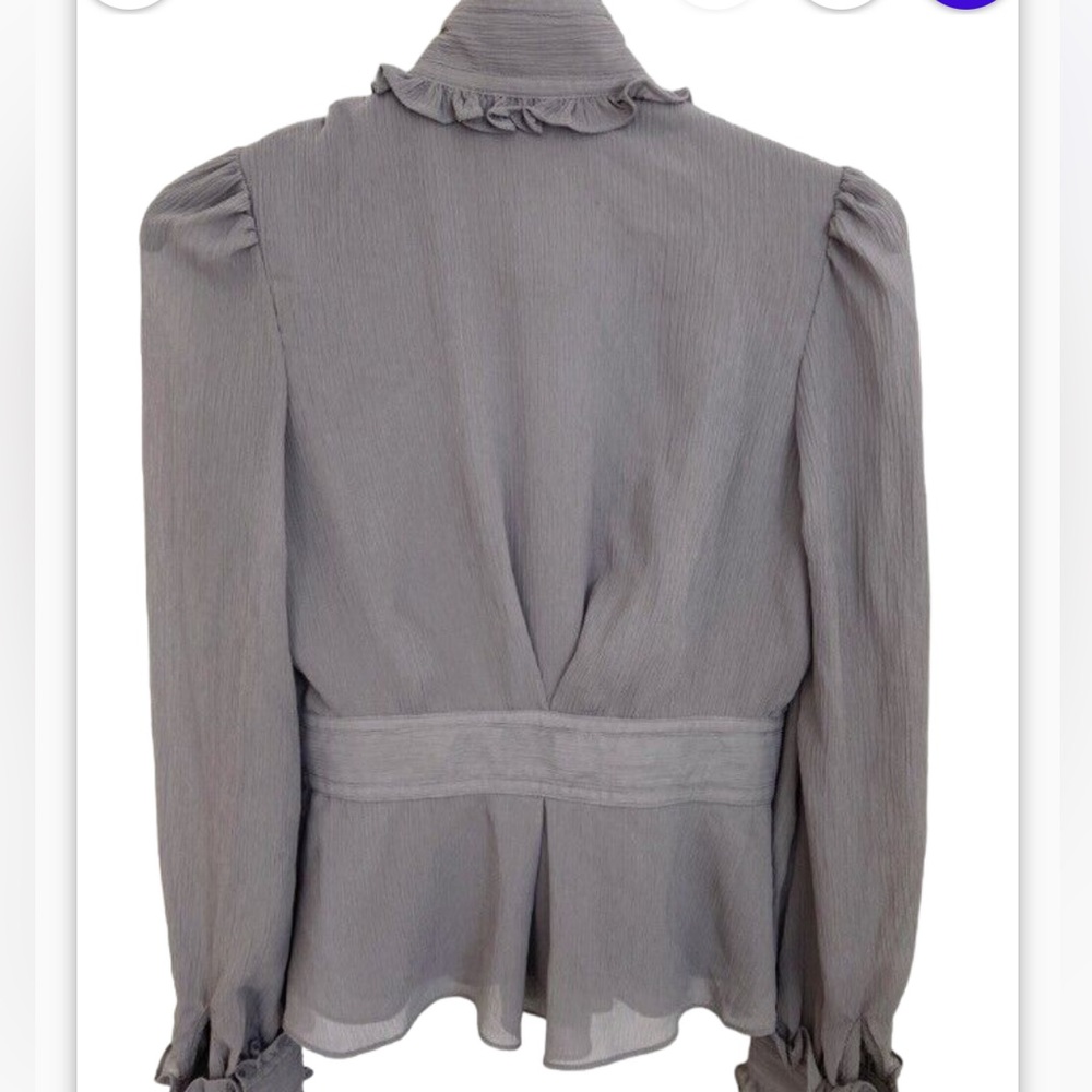Alice Temperley for Target women’s Ruffled Victorian Gray Buttoned Blouse - Picture 3 of 17